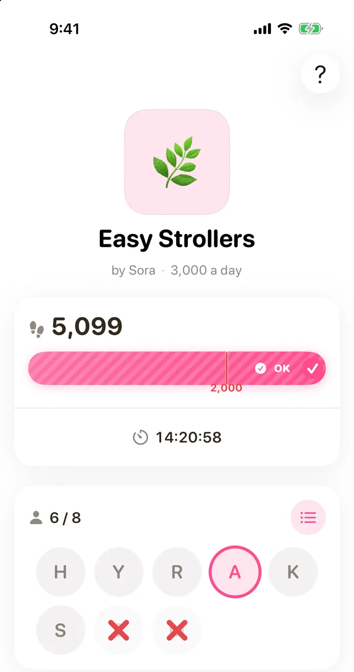 A Walk Flower elimination step challenge, Easy Strollers at 3,000 a day: today’s steps clear the day’s bar, and six of eight walkers are still in, two crossed out